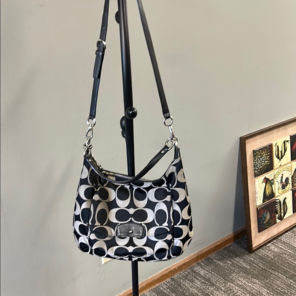 Coach Black and White Signature Shoulder Bag